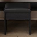 Vanity Table With Mirror, Adjustable LED Lights, Power Outlet, Hairdryer Holder & Stool