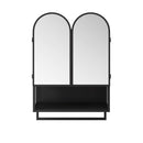 Double Arched Mirror Wall Cabinet With 2 Doors, Featuring Adjustable Shelves And Towel Rack