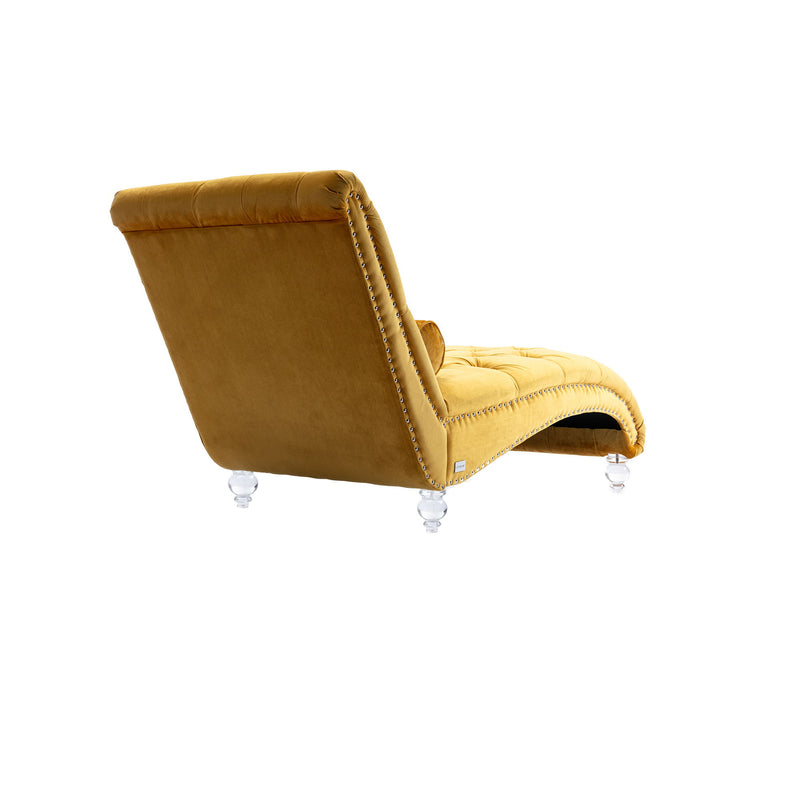 Velvet Chaise Lounge Indoor, Button Tufted Upholstered Chaise Lounge Chair With Pillow