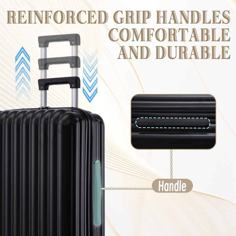 20" / 24" / 28" 3 Pieces / Set Spinner Wheel Luggage, Carry On Suitcase, With Cup Holder & USB Port & Phone Holder