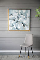 Large Modern Flower Oil Painting, SquareFrame Wall Art - Blue / Gray