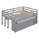 Loft Bed With Retractable Writing Desk And 4 Drawers, With Lateral Portable Desk And Shelves