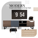 Modern TV With 3 Cabinets & Open Shelves, Color-Matching Media Console Table For Tvs Up To 80'', Entertainment Center With Drop Down Door For Living Room - Dark Brown