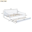 Full Size Daybed with Trundle and Support Legs, White