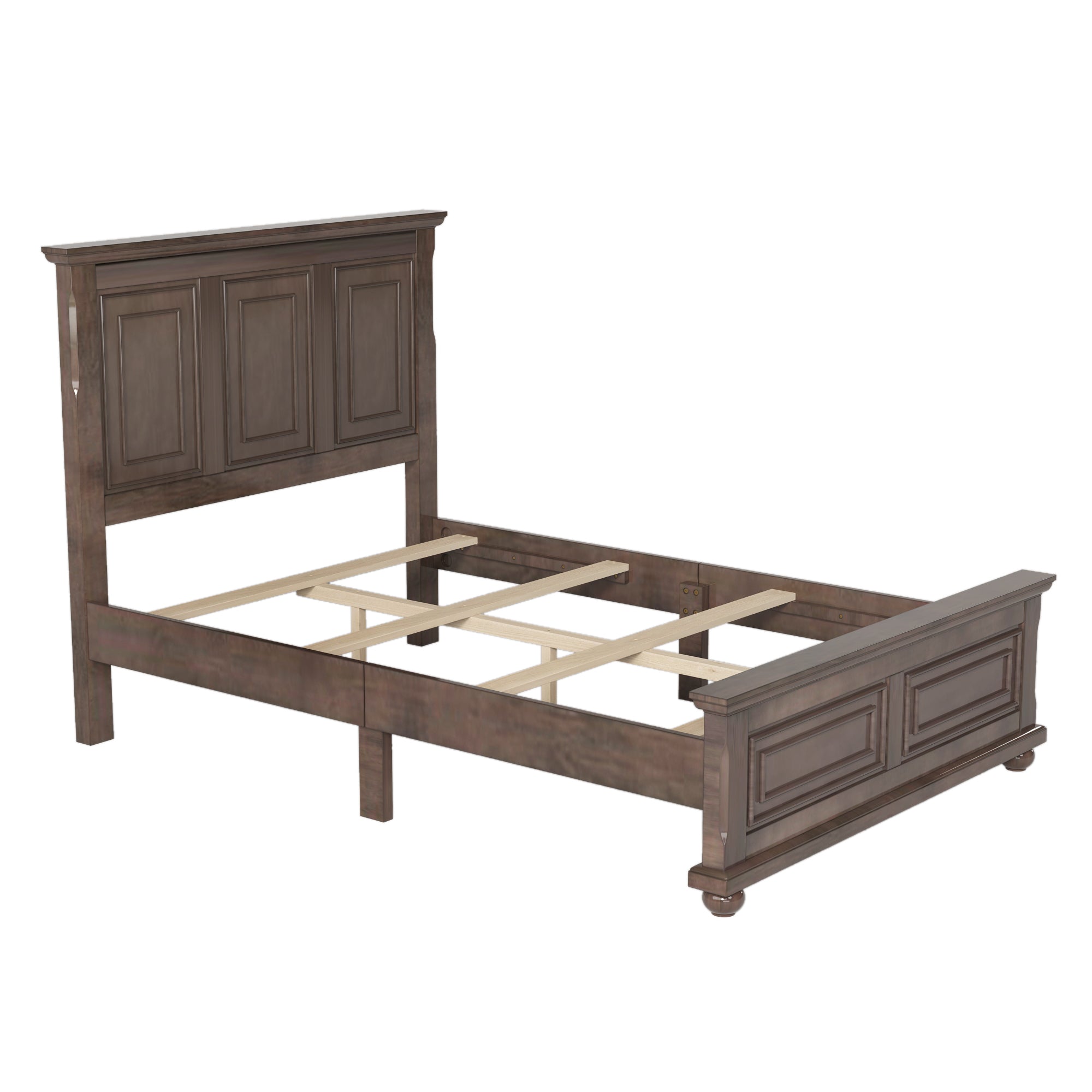 Traditional Town and Country Style Pinewood Vintage Full Bed, Rich Brown - Atlantic Fine Furniture Melbourne FL