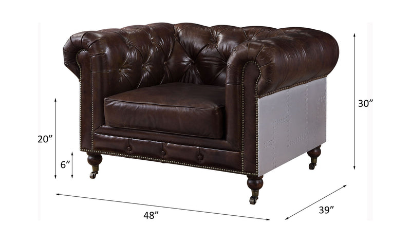 Aberdeen - Chair - Vintage Brown Top Grain Leather