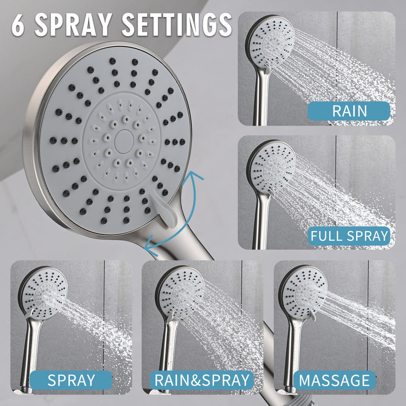 Wall Mounted Shower Set With High Pressure 10" Rain Shower Head And 5 Function Handheld Shower Head - Brushed Nickel
