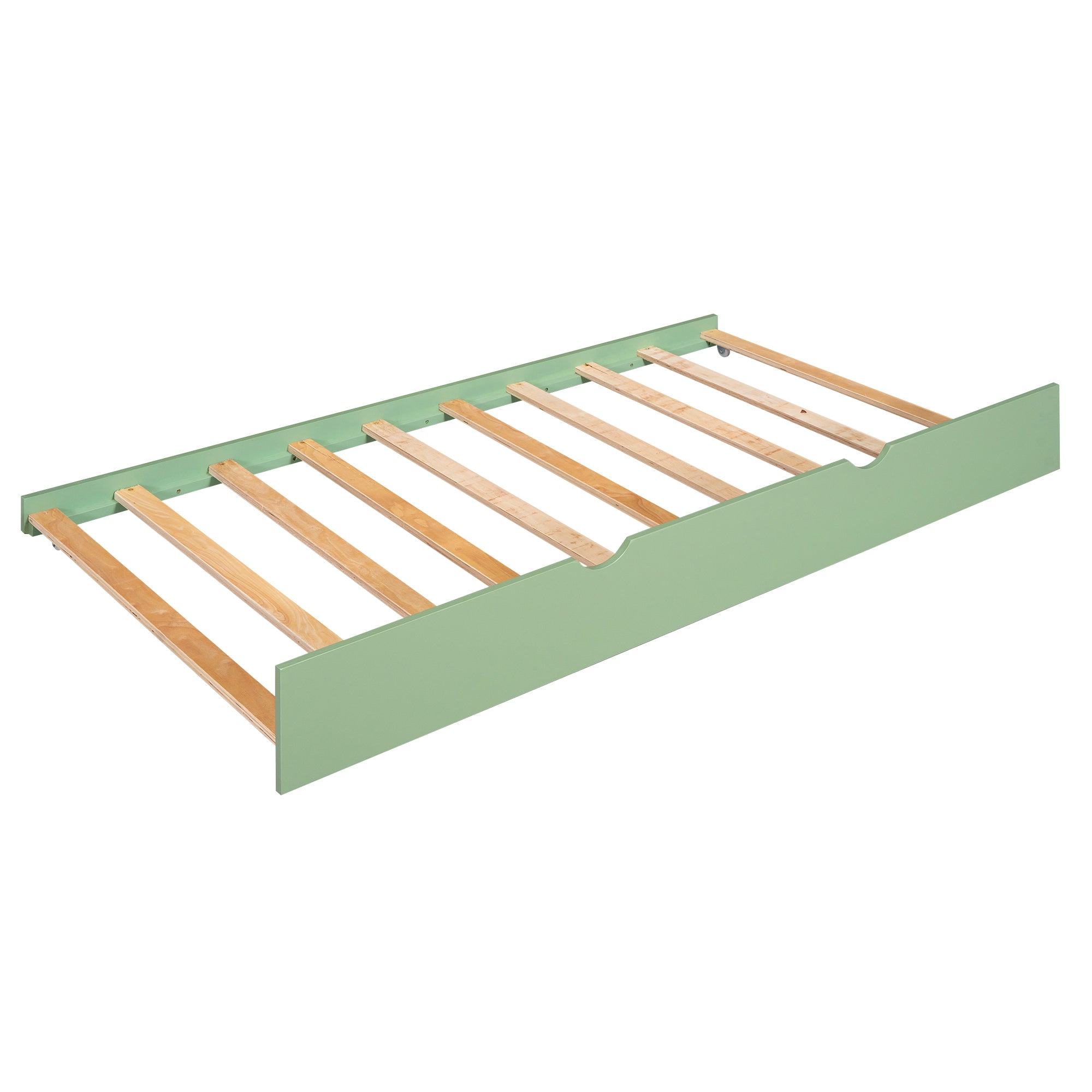 Twin over Twin Size House Bunk Bed with Convertible Slide and Trundle, White+Green - Atlantic Fine Furniture Melbourne FL