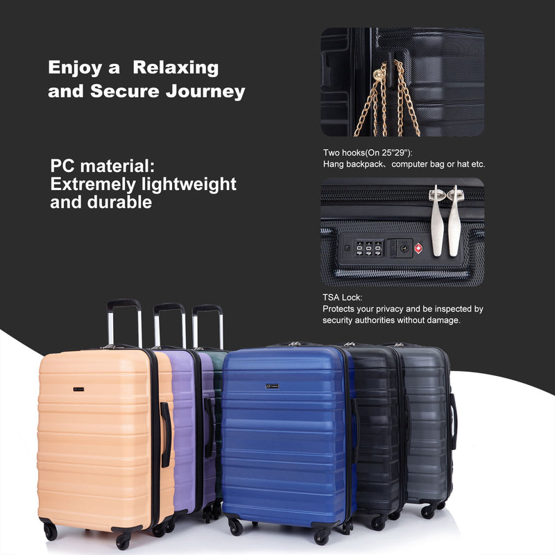 Expandable 3 Piece Luggage Sets Lightweight & Durable Suitcase, Spinner Wheels, Tsa Lock