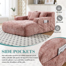 Chenille Interior Lazy Sofa Chaise Longue Armchair With 3 Pillows And Armrests