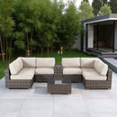 Elegant 4 Person Wicker Patio Seating Set With Cushions And Glass Top Table