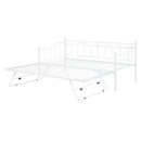 Twin Size Metal Daybed with Twin Size Adjustable Trundle, Portable Folding Trundle, White