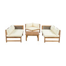 Premium Outdoor Sofa Set With Waterproof Cushions Sectional Seating Group With Acacia Wood And Wicker - Brown Mix / Beige