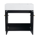 Modern Wall Mounted Bathroom Vanity With Resin Sink And Storage Rack