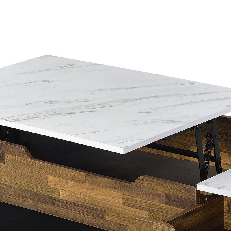 Axel - Coffee Table - Marble, Walnut & Black Finish - Atlantic Fine Furniture Inc