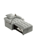 Convertible Velvet 3 In 1 Sofa Bed With Adjustable Sleeper Chair And Multi Pockets