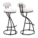 Round Print Bar Stools Upholstered Chairs For Kitchen (Set of 2)