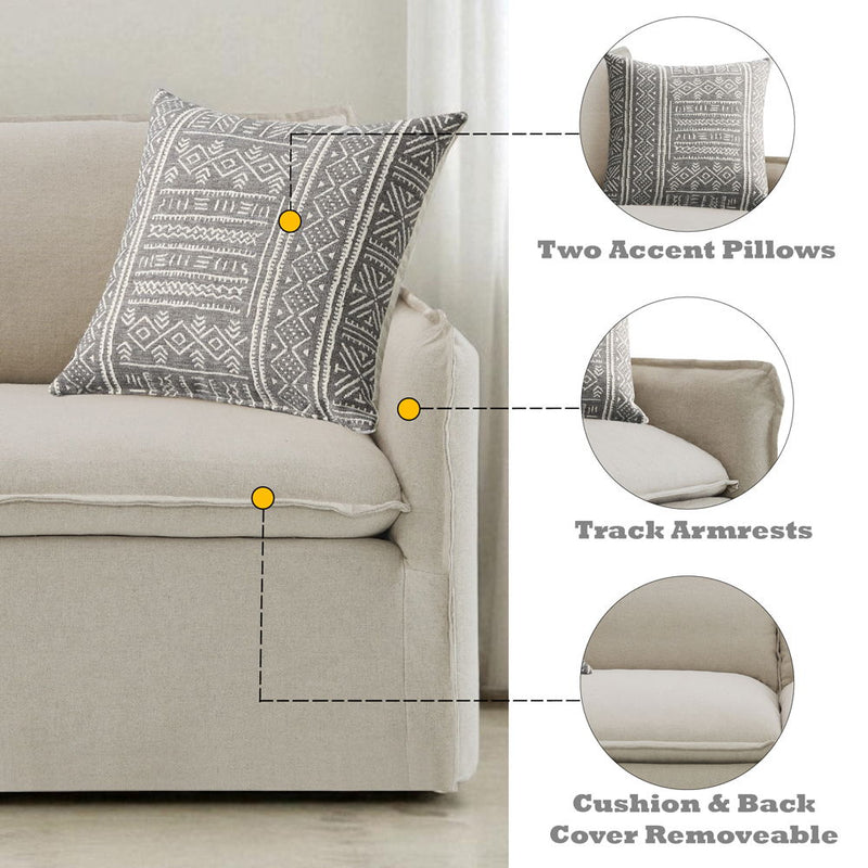 Upendo - Loveseat With 2 Pillows - Beige Linen