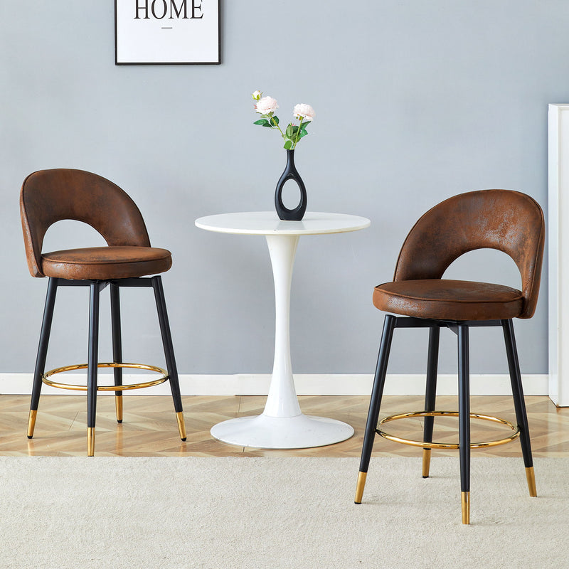 Upholstered Rotatable Bar Chair With Metal Legs For Dining Room