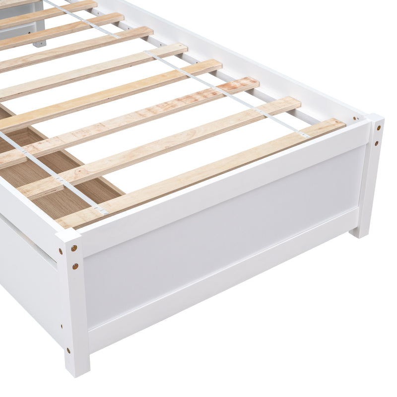 Twin Bed with 2 Drawers, Solid Wood, No Box Spring Needed ,White(New SKU:W504P149042)