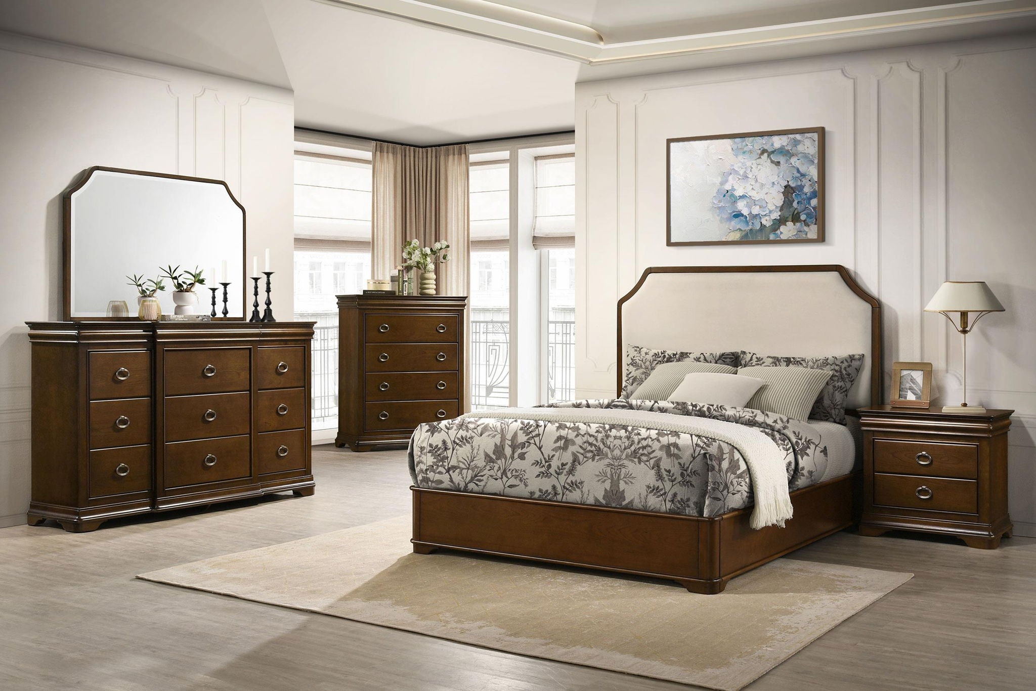 Garland 58-inch Queen Panel Bed Cream and Brown Cherry