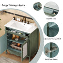 Bathroom Vanity With Rectangle Sink, Tip Out Tray - Antique Blue Green