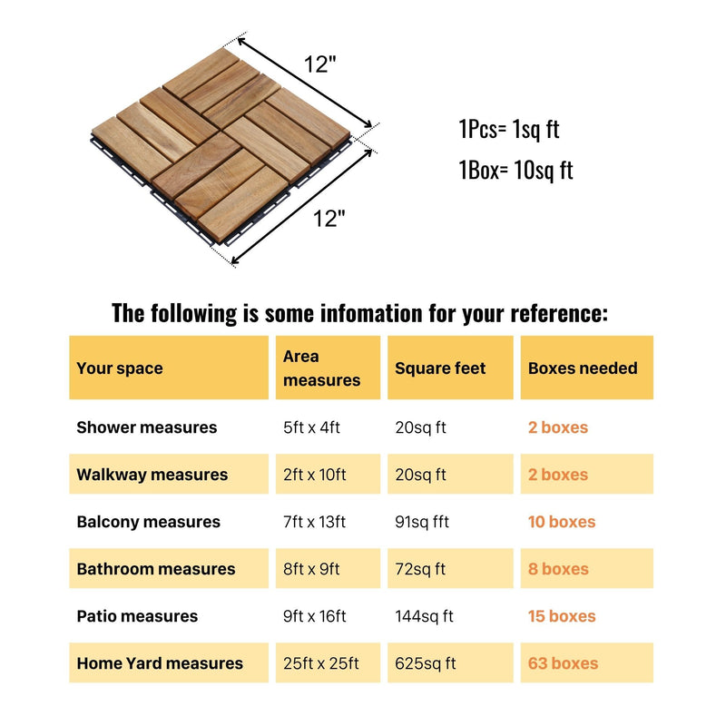 Interlocking Deck Tiles Checker Pattern, Square Acacia Hardwood Outdoor Flooring For Patio, Bancony, Pool Side