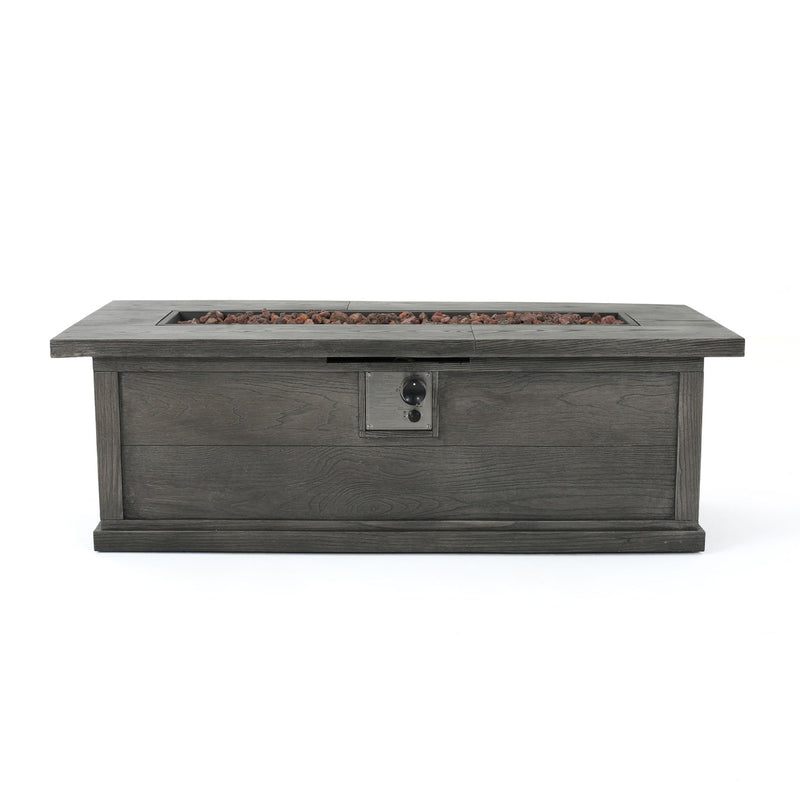 Transitional Rectangular Outdoor Propane Fire Pit With 50,000 Btu