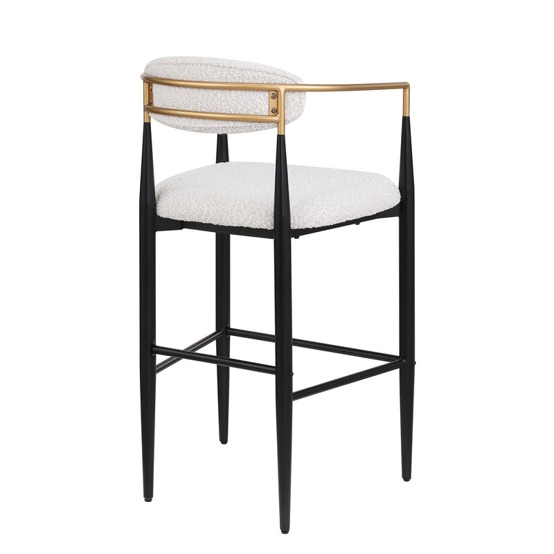 Barstools (Set of 2), Counter Height Upholstered Bar Stools With Backs And Iron Legs For Kitchen Island - Beige