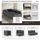 Modular Sectional Bed Couch Set With Pillows Free Combination, Minimalist Style Oversized 6 Seat Convertible Sofa