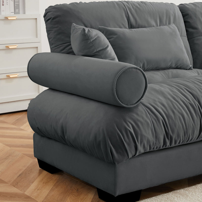 Super Comfort Oversized Modular Velvet Sectional Sofa, Deep Seat Convertible L Shaped Couch