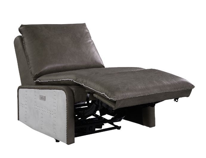 Metier - Recliner - Gray Top Grain Leather & Aluminum - Atlantic Fine Furniture Inc