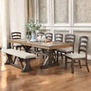 Pascaline - Bench - Gray Fabric, Rustic Brown & Oak Finish - Atlantic Fine Furniture Inc