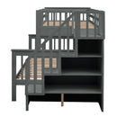 Stairway Bunk Bed With Storage And Guard Rail For Bedroom