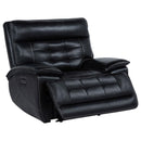 Hewitt - Leather Upholstered Dual Power Recliner Chair - Black