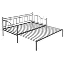 Twin Size Metal Daybed with Trundle, Daybed with Slat No Box required Black
