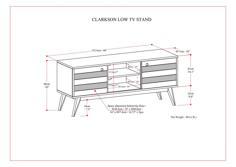 Clarkson - Low TV Stand - Rustic Natural Aged Brown