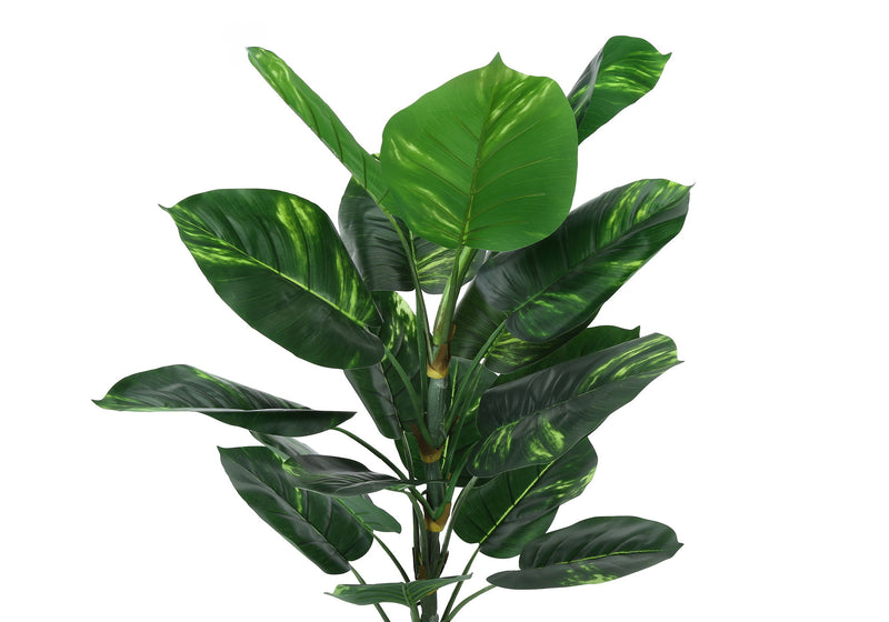 Artificial Plant, 54" Tall, Dieffenbachia Tree, Indoor, Faux, Fake, Floor, Greenery, Potted, Real Touch, Decorative - Green / Black