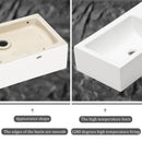 Modern Ceramic Rectangle Wall Mount Bathroom Sink With Single Faucet Hole