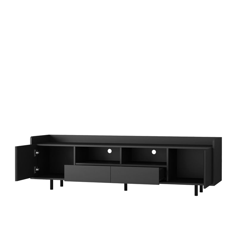 High Gloss TV Stand With LED Light For TVs, Modern Home Entertainment Center With Open Shelves And Drawers, Media Console TV Stand For Living Room - Black