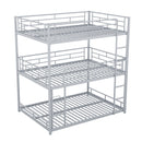Metal Full Size Triple Bunk Bed, Silver