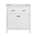 Bathroom Vanity With Ceramic Sink, Modern Single Bathroom Cabinet With 2 Doors And A Shelf, Soft Close Doors
