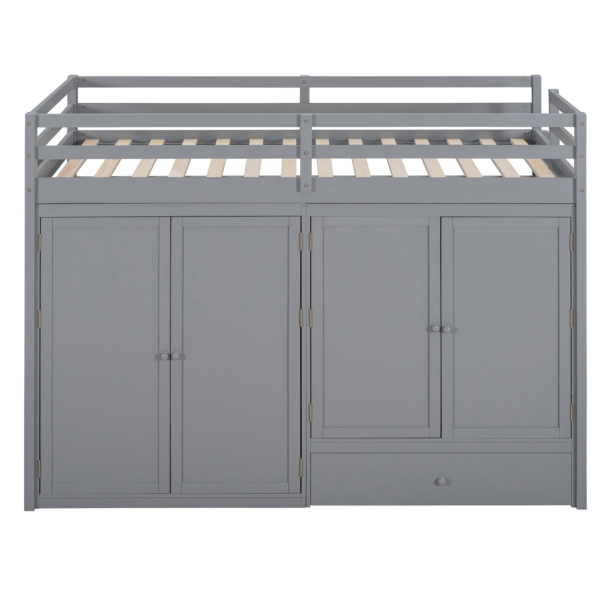 Twin size Loft Bed with Drawer, Two Wardrobes and Mirror, Gray - Atlantic Fine Furniture Melbourne FL