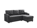 Mabel - Woven Fabric Sleeper Sectional With Cupholder, USB Charging Port nd Pocket - Dark Gray