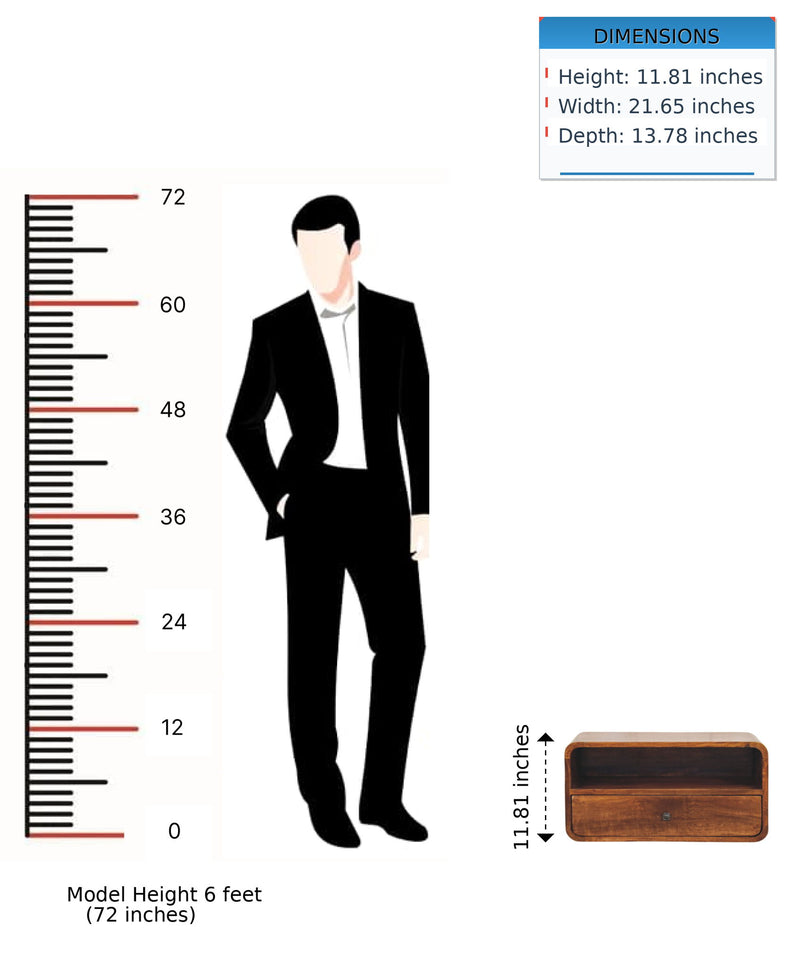 Curved Upper Slot Floating Nightstand