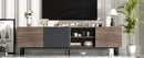 Modern TV With 3 Cabinets & Open Shelves, Color-Matching Media Console Table For Tvs Up To 80'', Entertainment Center With Drop Down Door For Living Room - Dark Brown