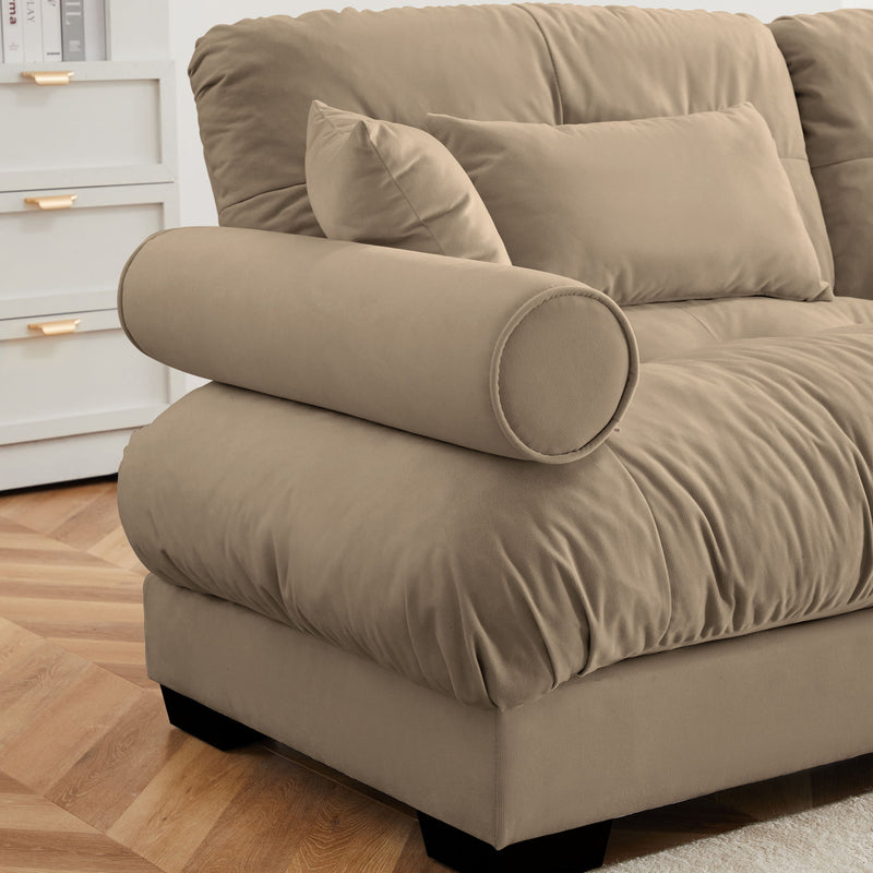 Super Comfort Oversized Modular Velvet Sectional Sofa, Deep Seat Convertible L Shaped Couch