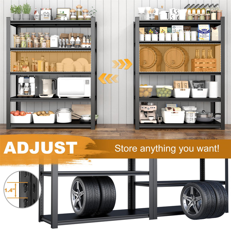 Tall Metal Shelves With Removable Dividers Are High Capacity And Load Bearing For Garages, Kitchens And Offices