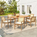 Preston - Outdoor Patio 7 Pieces Dining Set With Chairs And Cushions - Teak / Beige