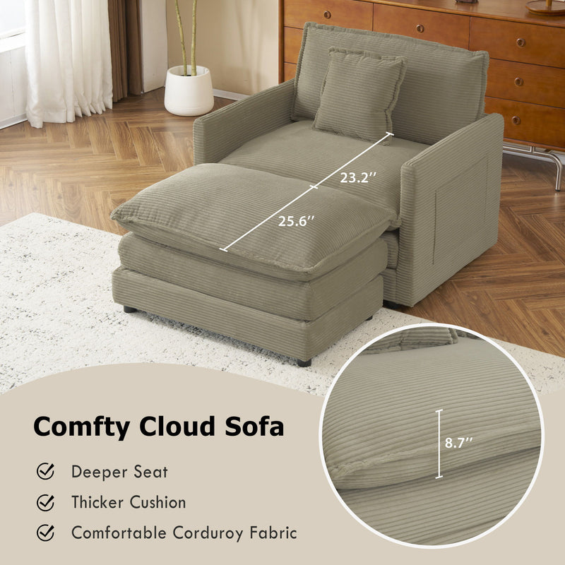Modern Modular Sofa With Side Storage Pockets For Living Room